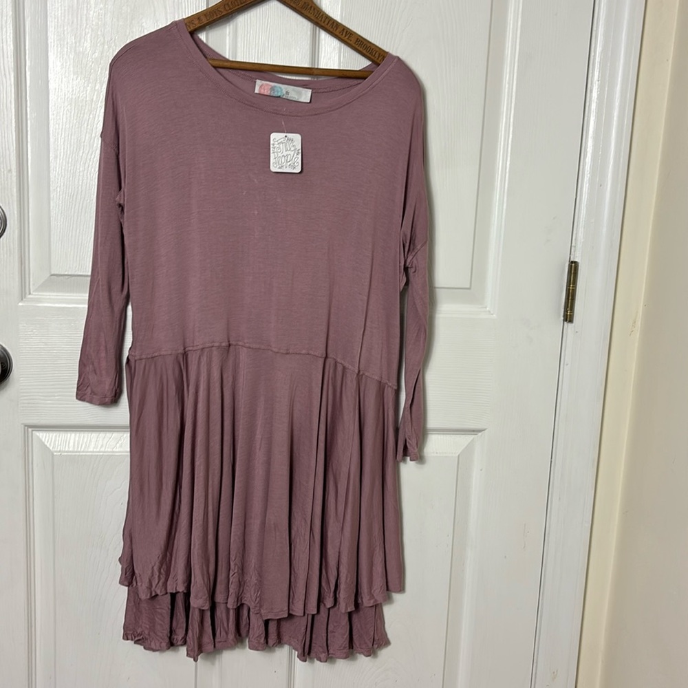 NEW NWT FREE PEOPLE BEACH pink Oversized long sleeve tunic mini dress size XS